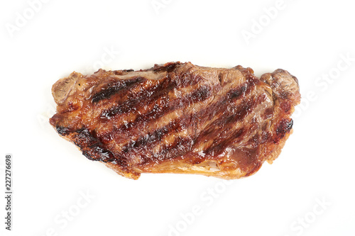 Delicious fried meat steak isolated on white background