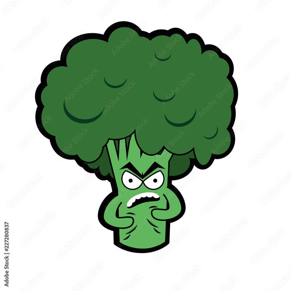Angry broccoli character illustration Angry broccoli character illustration