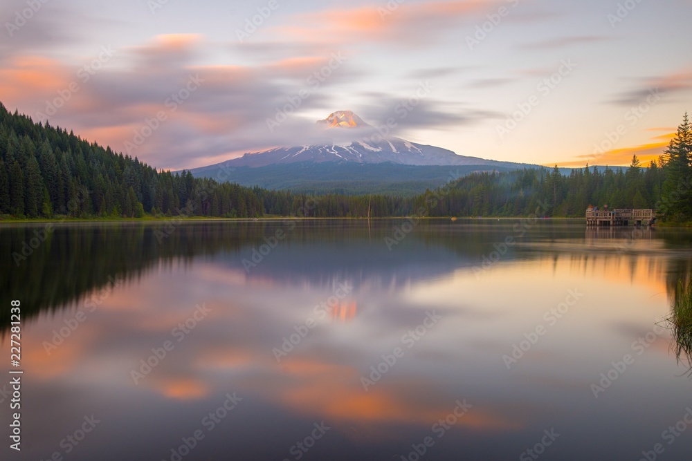 A long exposure of a sunset at Mount Hood Oregon