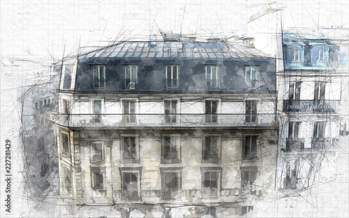 Paris architecture sketch