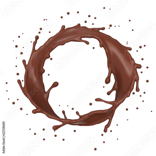 Chocolate Splash Ring on White Background
