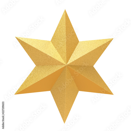 Gold Star Decoration Isolated on White Background