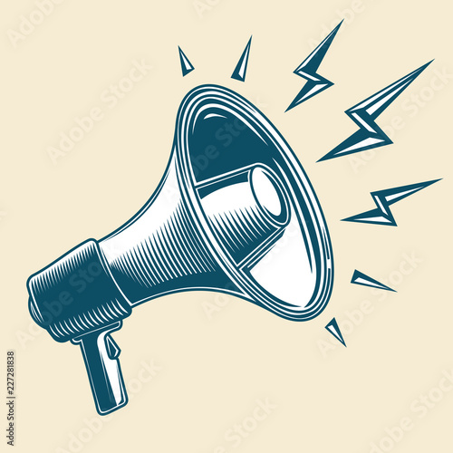 Monochrome megaphone sign