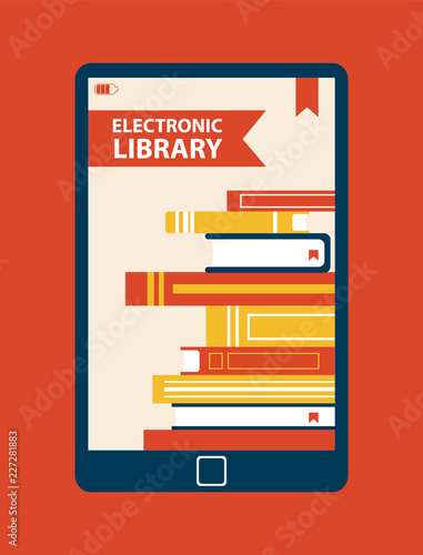 Electronic Library Device Vector Illustration