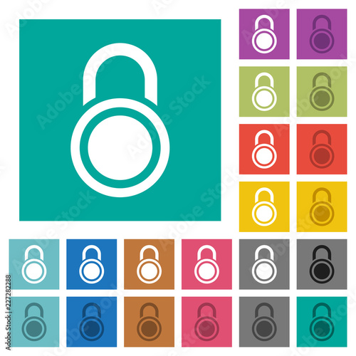 Locked round padlock square flat multi colored icons