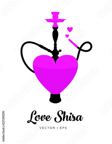 Elegant vector editable black shisha silhouette, symbol of passion for the Valentine's Day.