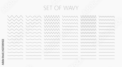 Set of wavy - curvy and zigzag - criss cross horizontal lines photo