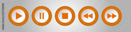 orange, white round music control buttons set