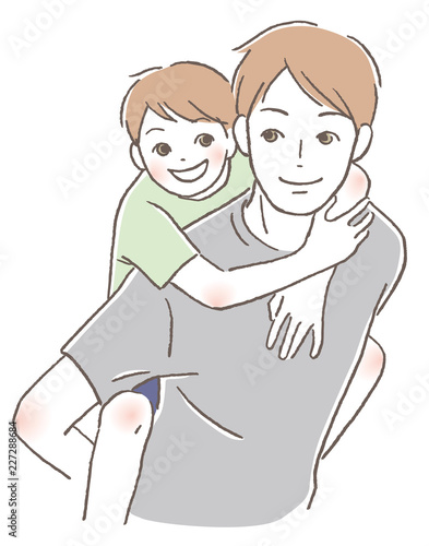 おんぶ　子供と父親