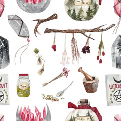 Keuken achterwand Gotisch patronen Magische items in aquarel patroon  © scarlet_heath