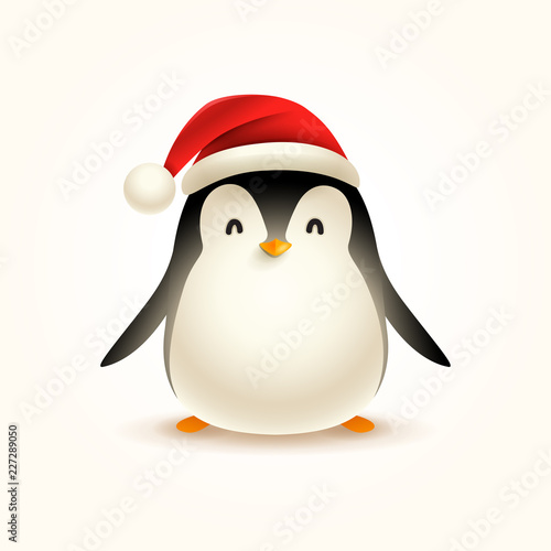 Christmas Cute Little Penguin with Santa’s Cap.