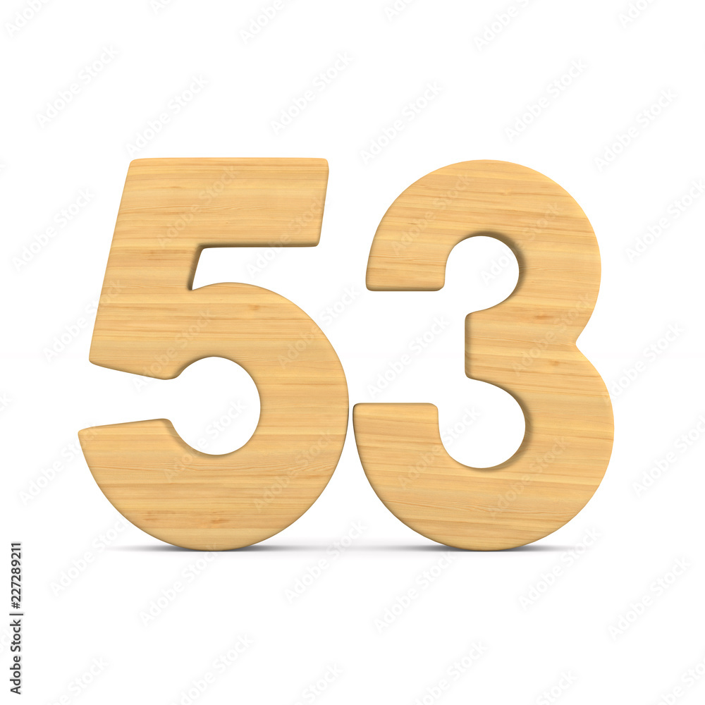 Number fifty three on white background. Isolated 3D illustration Number fifty three on white background. Isolated 3D illustration