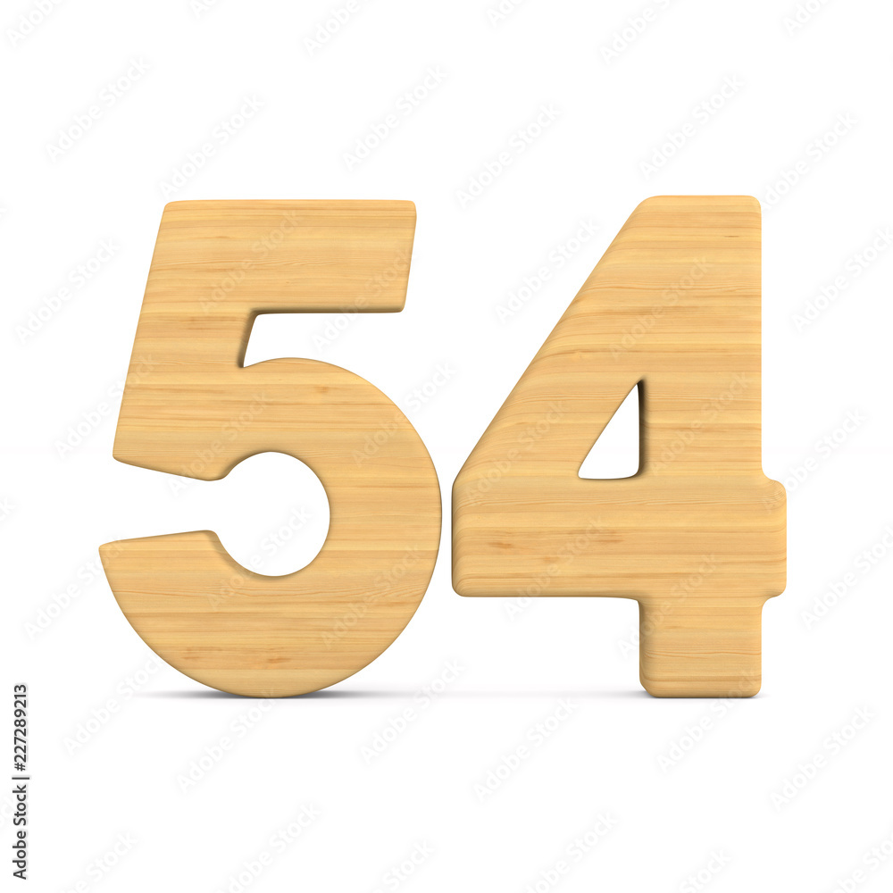 Number fifty four on white background. Isolated 3D illustration Number fifty four on white background. Isolated 3D illustration