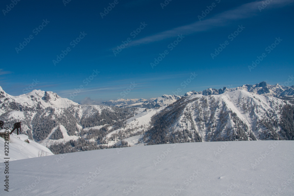 Winterlandschaft mit Alpenpanorama