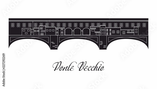 the illustration with landmark the Ponte Vecchio