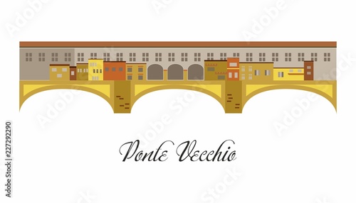 the illustration with landmark the Ponte Vecchio