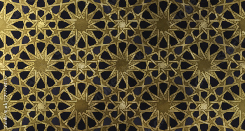 Islamic decorative pattern with golden artistic texture.