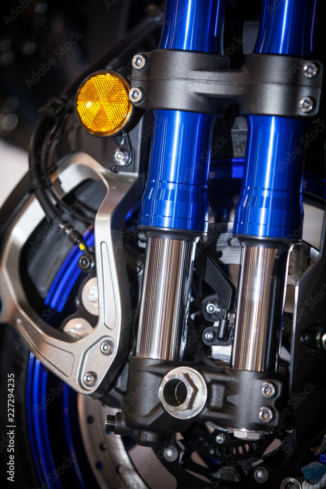 Naklejka premium Motorcycle double front shock absorbers