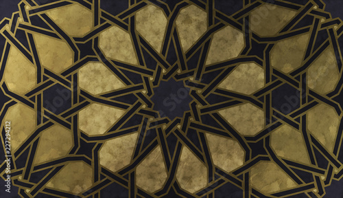 Islamic decorative pattern with golden artistic texture.