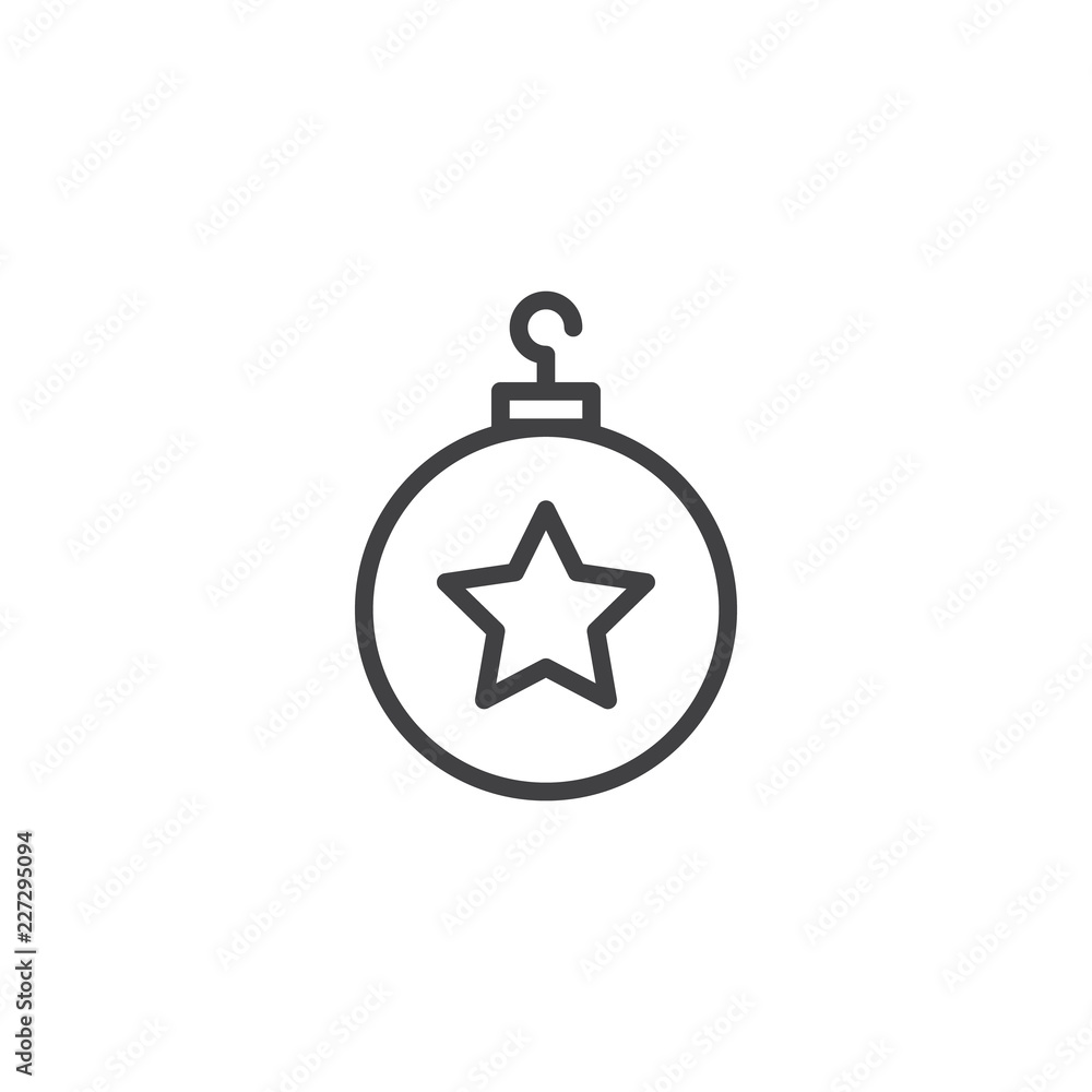 Christmas toy outline icon. linear style sign for mobile concept and web design. Tree bauble simple line vector icon. Symbol, logo illustration. Pixel perfect vector graphics Christmas toy outline icon. linear style sign for mobile concept and web design. Tree bauble simple line vector icon. Symbol, logo illustration. Pixel perfect vector graphics