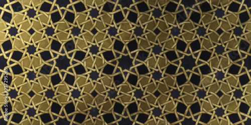 Islamic decorative pattern with golden artistic texture.