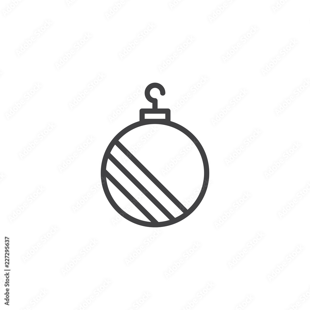 Striped bauble outline icon. linear style sign for mobile concept and web design. christmas ball simple line vector icon. Symbol, logo illustration. Pixel perfect vector graphics