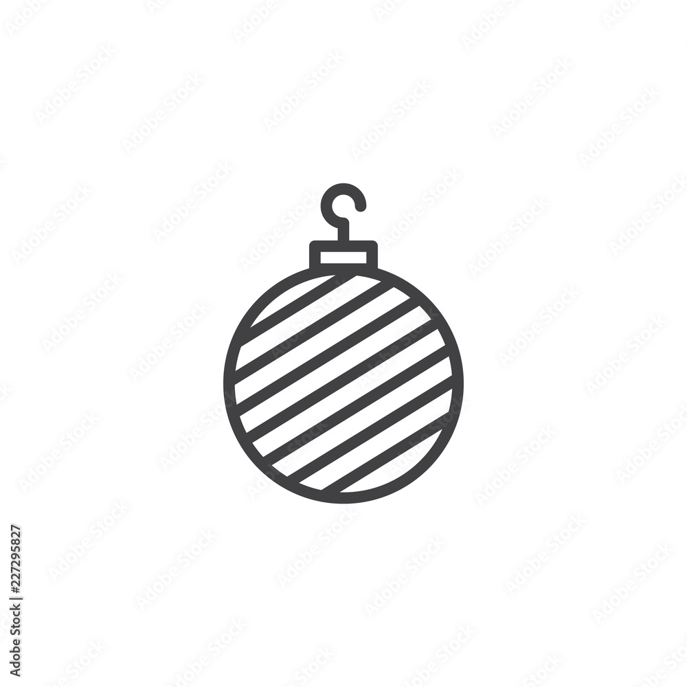 Striped Christmas ball outline icon. linear style sign for mobile concept and web design. xmas bauble decoration simple line vector icon. Symbol, logo illustration. Pixel perfect vector graphics Striped Christmas ball outline icon. linear style sign for mobile concept and web design. xmas bauble decoration simple line vector icon. Symbol, logo illustration. Pixel perfect vector graphics