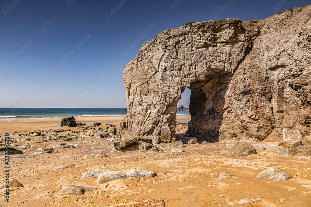 The Arch at Port Blanc, Quiberon Peninsula, Brittany, France.