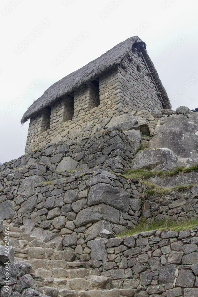 The guardhouse of Machu Pichuu in Cuzco Peru, South America. High position of the city.