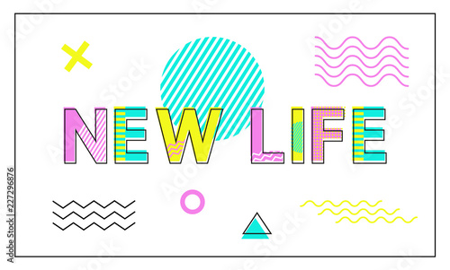 New Life Poster Geometric Figures in Linear Style © robu_s