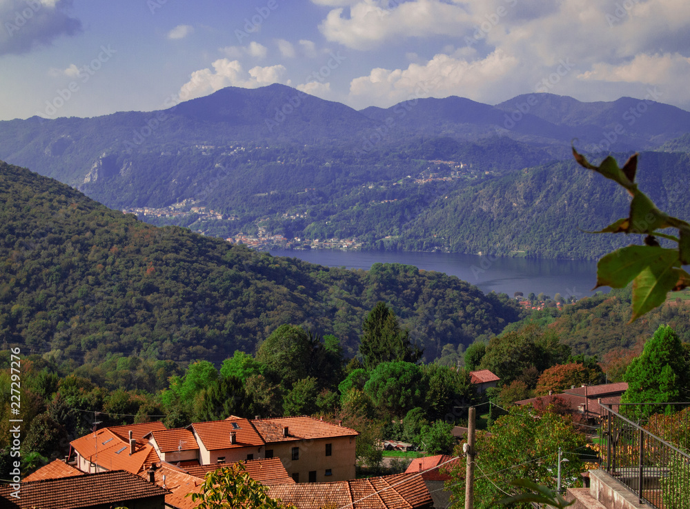 glimpse of the Orta Lake seen from Mottarone, Piedmont. Italy glimpse of the Orta Lake seen from Mottarone, Piedmont. Italy
