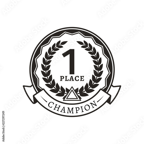 1st Place Medal for Champion Monochrome Logotype