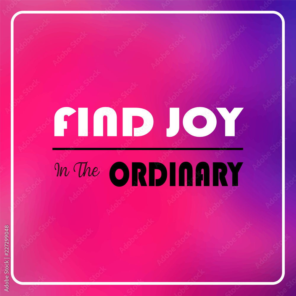 find joy in the ordinary. Inspiration and motivation quote
