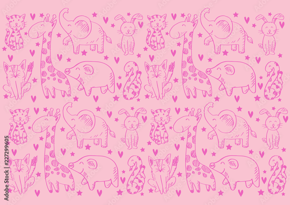 Pattern background with cute animals
