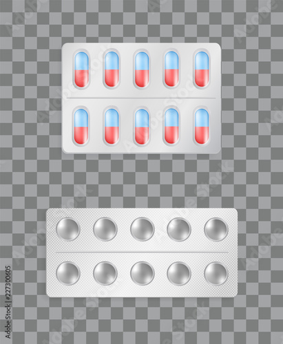 Pills Strips Transparent, Vector Illustration