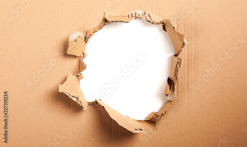 Obraz na plátně Cardboard with a hole - white background