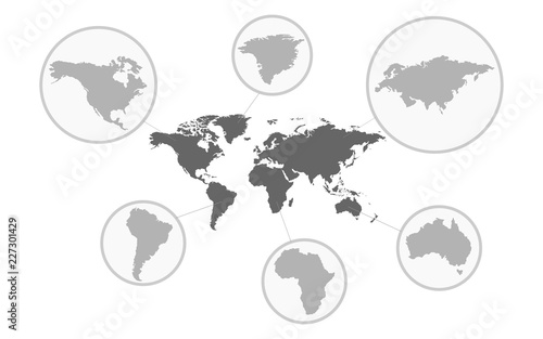 Gray Earth Map. World Map. Wold Map Vector