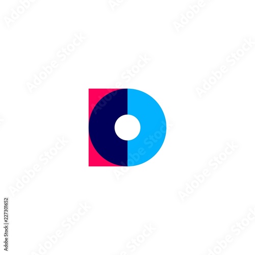 d letter overlapping logo vector icon