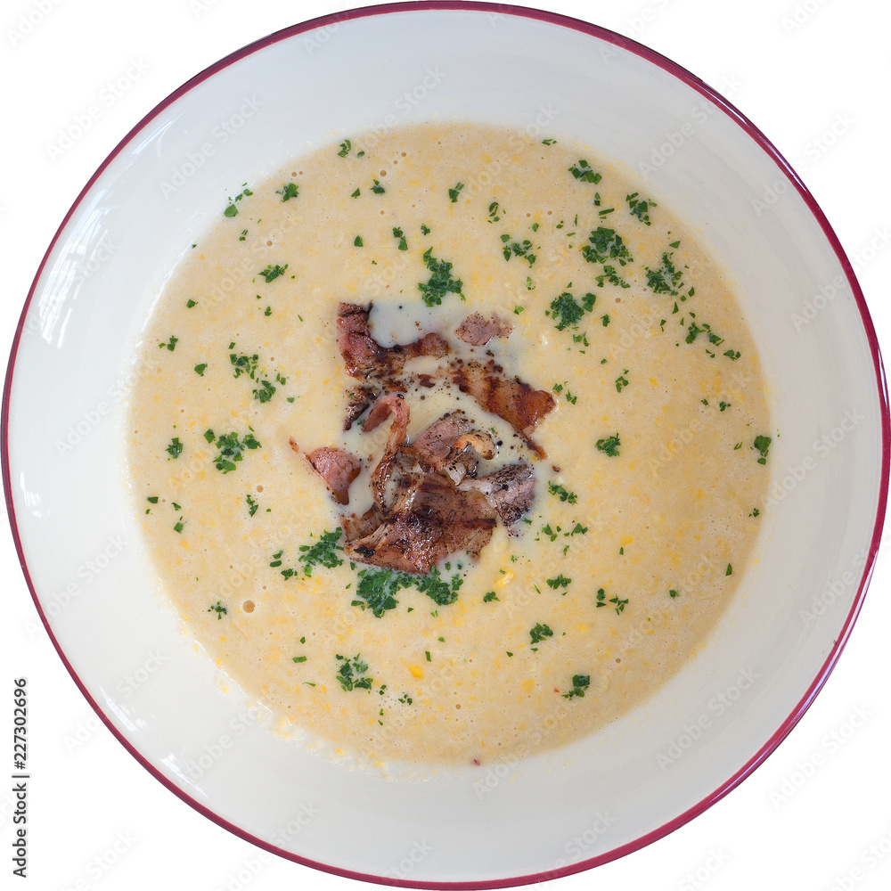 Corn soup with bacon