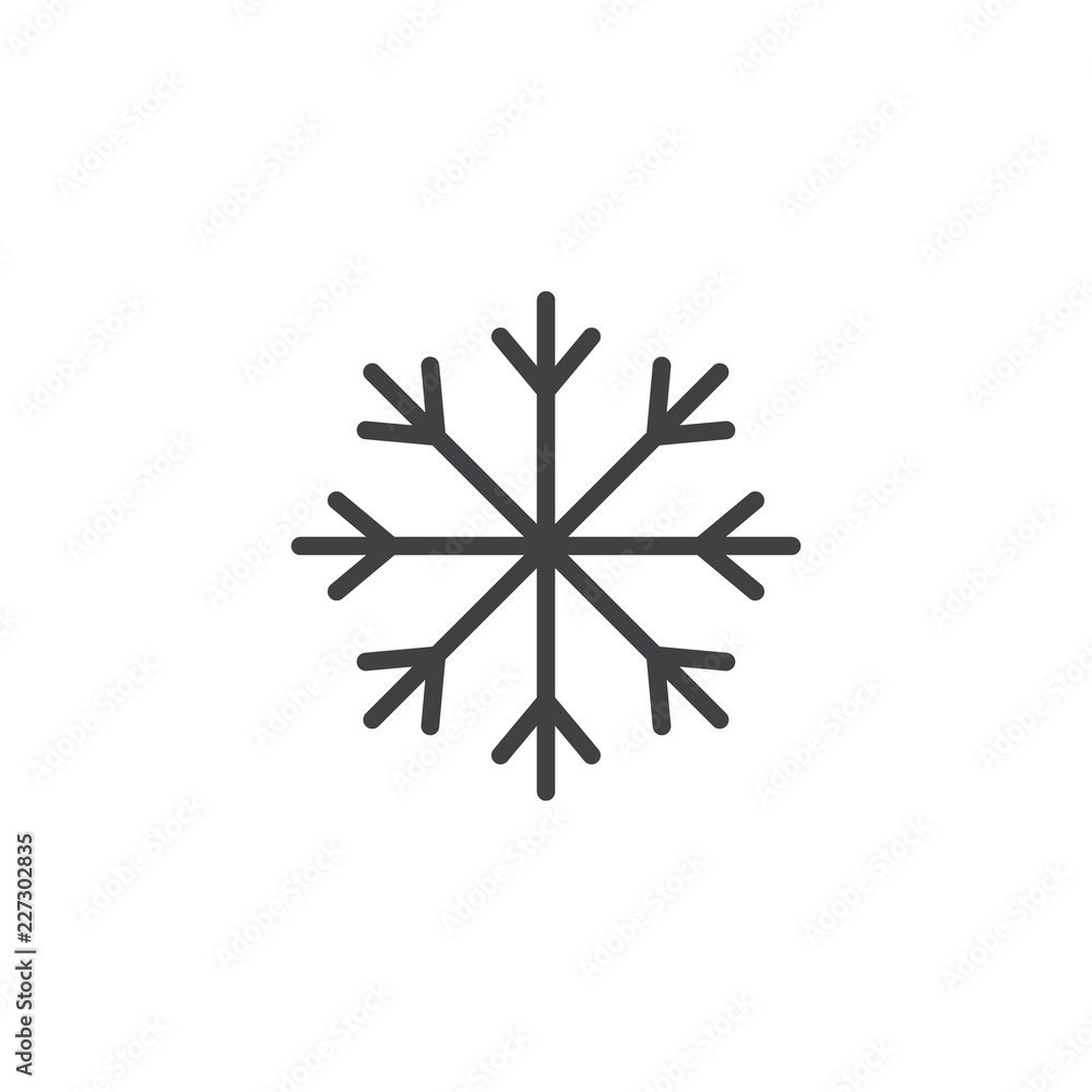 Snowflake outline icon. linear style sign for mobile concept and web design. Cold, frost line vector icon. Symbol, logo illustration. Vector graphics