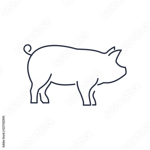 pig icon, piggy silhouette linear sign isolated on white background - editable vector illustration eps10