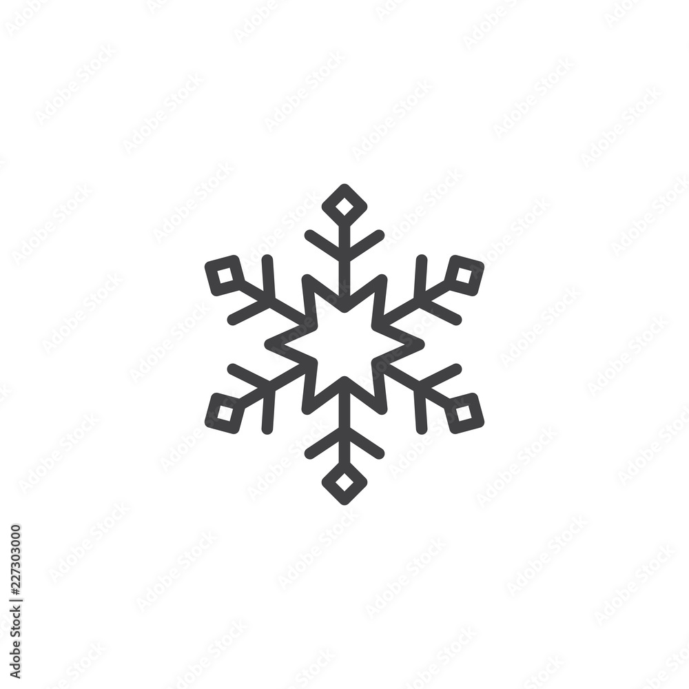 Snowflake outline icon. linear style sign for mobile concept and web design. Cold, frost line vector icon. Symbol, logo illustration. Vector graphics Snowflake outline icon. linear style sign for mobile concept and web design. Cold, frost line vector icon. Symbol, logo illustration. Vector graphics