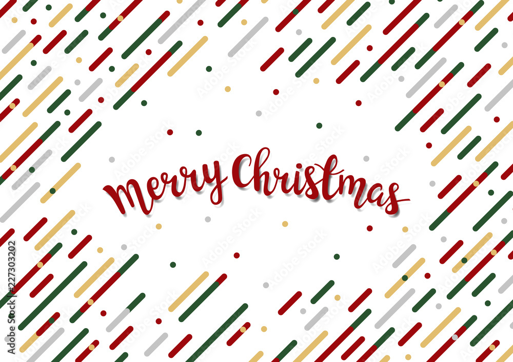 Obraz premium Merry Christmas templates memphis style geometric pattern. Colorful background with lines, circles, squares and copy space. Vector Illustration.