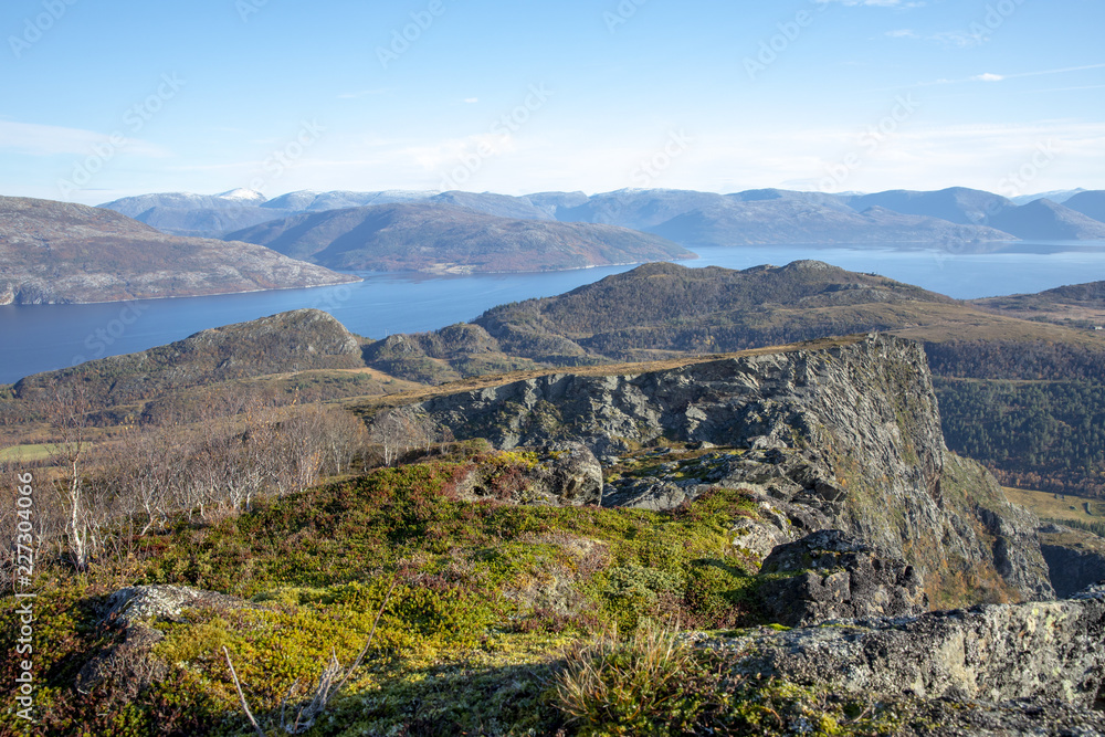 On a hike to spectacular Ramntindan in Bronnoy Municipality, Northern Norway