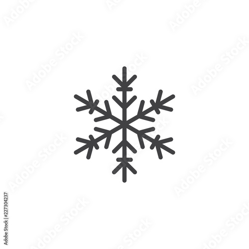 Snowflake outline icon. linear style sign for mobile concept and web design. Snow winter holiday simple line vector icon. Symbol, logo illustration. Vector graphics