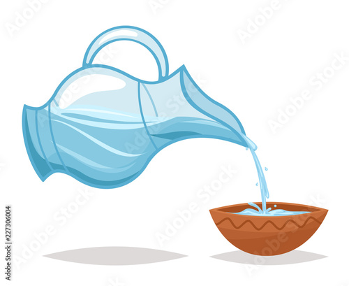 Drink water pour glass jug bowl cartoon icon vine design vector illustration
