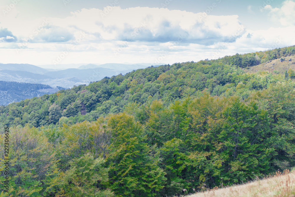 View of the mountains and highlands in the fall.