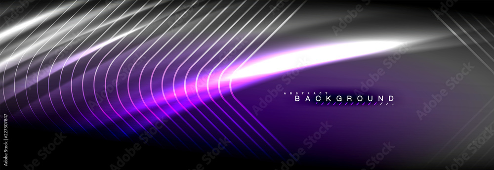 Neon glowing fluid wave lines, magic energy space light concept, abstract background wallpaper design Neon glowing fluid wave lines, magic energy space light concept, abstract background wallpaper design