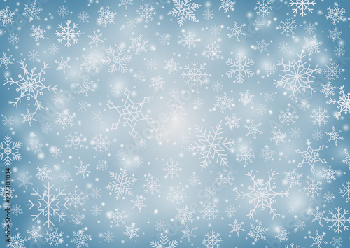 Snowflake background for Merry Christmas and Happy New Year. Welcome winter with falling snow on pastel background. Vector illustration
