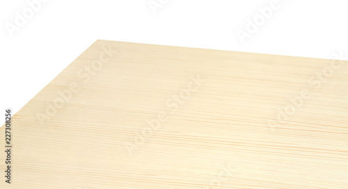Perspective view of light maple wooden table on white background including clipping path